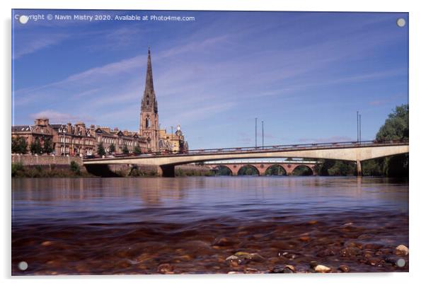 A view of the River Tay and Perth, Scotland Acrylic by Navin Mistry