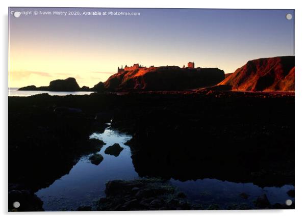 First light on Dunnottar Castle near Stonehaven Acrylic by Navin Mistry