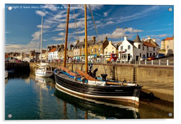 Anstruther Harbour and The Reaper an old herring drifter Acrylic by Navin Mistry