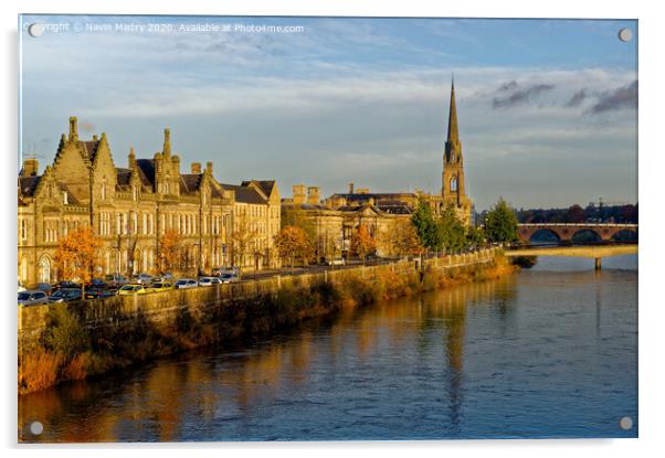 Perth and the River Tay  Acrylic by Navin Mistry
