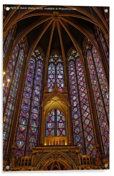 Interior of Sainte-Chapelle, Paris, France Acrylic by Navin Mistry