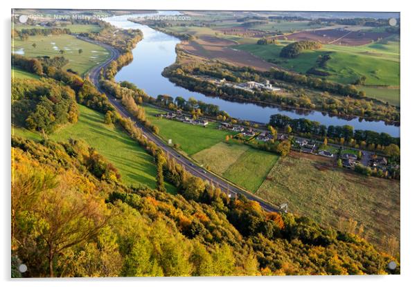 A view North from Kinnoull Hill, Perth, Scotland during Autumn Acrylic by Navin Mistry