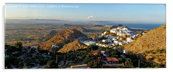 A panoramic image of Mojacar Pueblo,  Province of  Acrylic by Navin Mistry