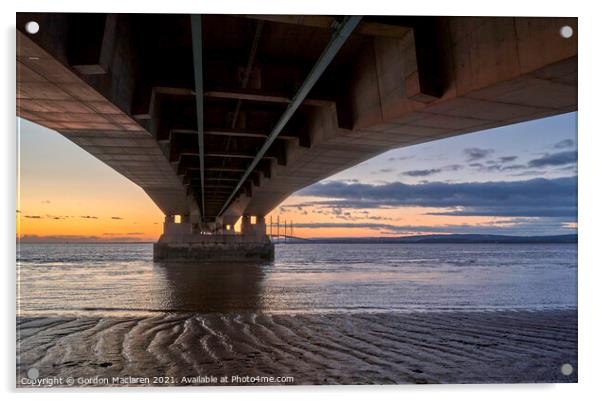 Severn Bridge Sunset, South Wales Acrylic by Gordon Maclaren