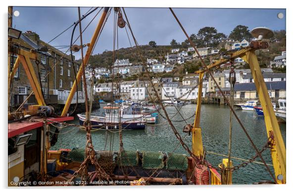 Polperro Fishing Harbour, Cornwall Acrylic by Gordon Maclaren