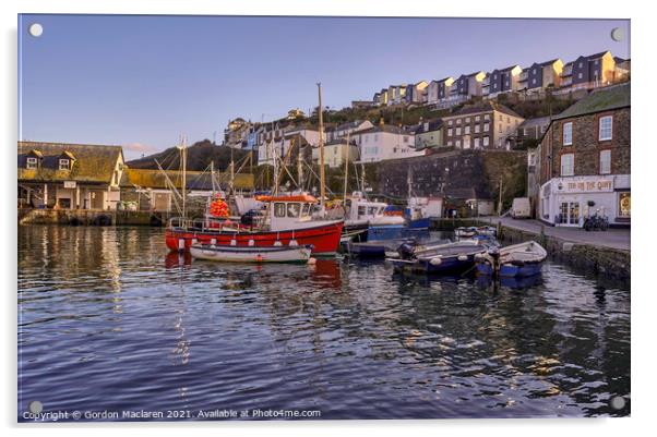 Fishing Boats in Mevagissey Harbour, Cornwall Acrylic by Gordon Maclaren