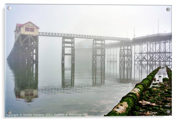 Mumbles Lifeboat Station engulfed by Sea Fog  Acrylic by Gordon Maclaren