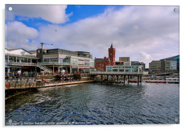Cardiff Bay Waterfont South Wales Acrylic by Gordon Maclaren