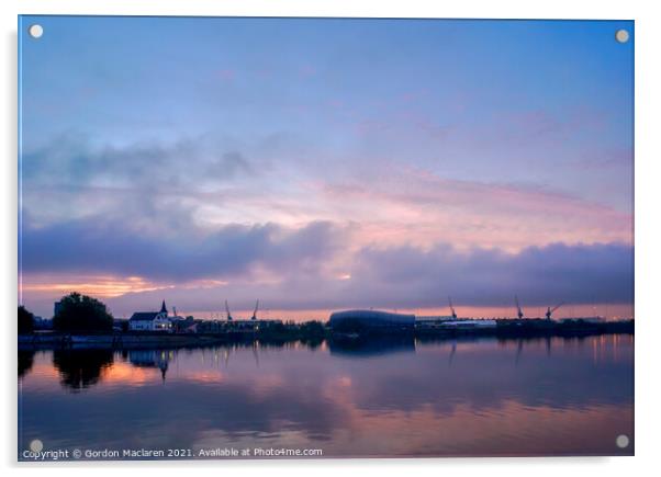 Sunrise over Cardiff Bay South Wales Acrylic by Gordon Maclaren