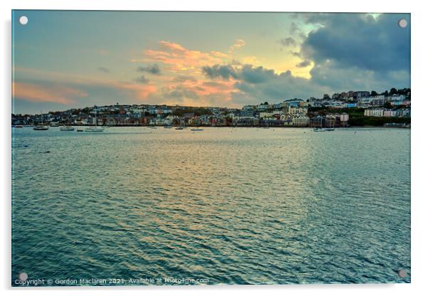 Beautiful Winter Sunset over Falmouth Cornwall Acrylic by Gordon Maclaren