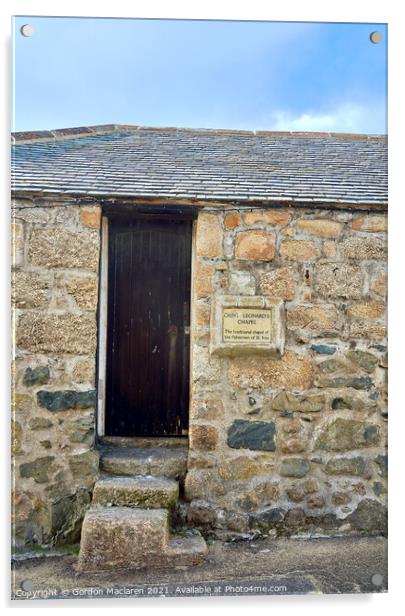 St Leonard's Chapel, Smeatons Pier, St Ives Cornwall Acrylic by Gordon Maclaren