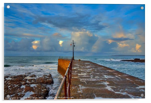 Sunrise over the Celtic Sea from Porthleven Cornwall Acrylic by Gordon Maclaren