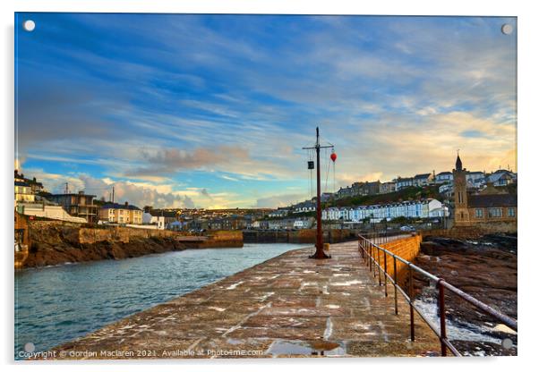 Porthleven Harbour Cornwall at sunrise Acrylic by Gordon Maclaren