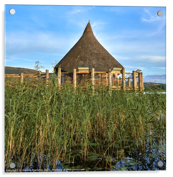 Sunset over the Crannog, Llangorse Lake Acrylic by Gordon Maclaren