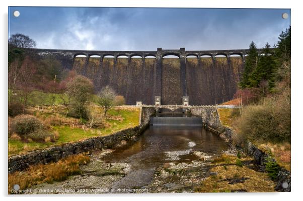 The Claerwen Reservoir Dam Elan Valley Acrylic by Gordon Maclaren