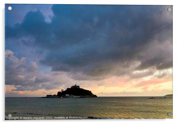 Sunset over St Michaels Mount, Marazion, Cornwall Acrylic by Gordon Maclaren