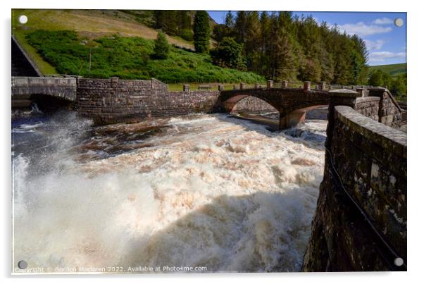 Water gushing out of Clearwen Dam, Powys, Wales Acrylic by Gordon Maclaren