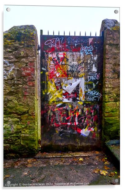Graffiti covered doorway, Falmouth Acrylic by Gordon Maclaren