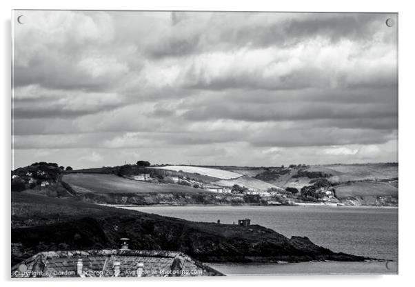 The Roseland Peninsula, Cornwall, Monochrome Acrylic by Gordon Maclaren