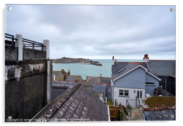 Over the rooftops to St Ives, Cornwall Acrylic by Gordon Maclaren