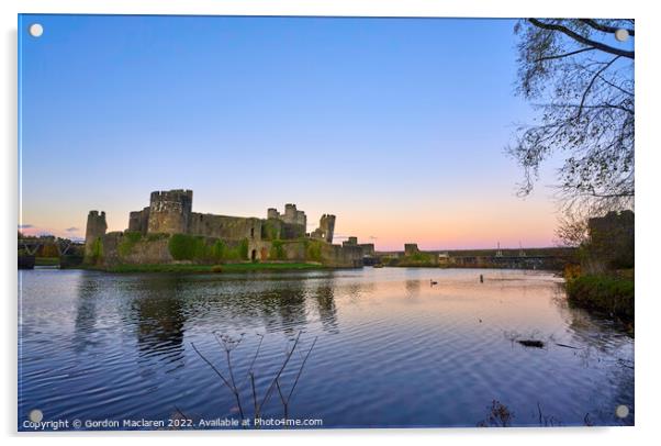 Sunset, Caerphilly Castle, South Wales Acrylic by Gordon Maclaren