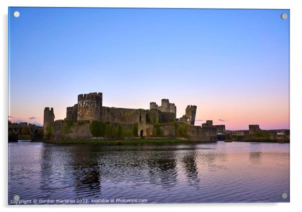 Sunset, Caerphilly Castle, South Wales Acrylic by Gordon Maclaren