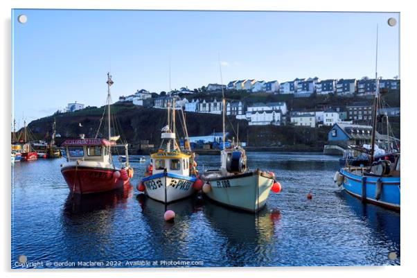 Fishing boats in Mevagissey Harbour, Cornwall Acrylic by Gordon Maclaren