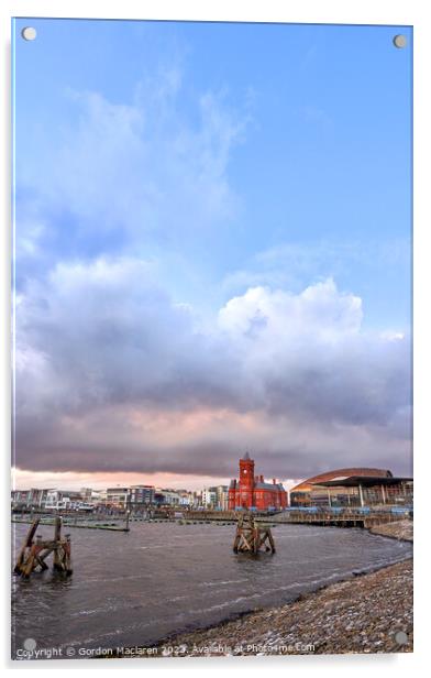 Winter Sunset over Cardiff Bay Acrylic by Gordon Maclaren