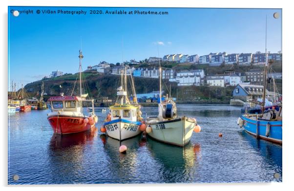 Fishing Boats in Mevagissey Harbour Acrylic by Gordon Maclaren