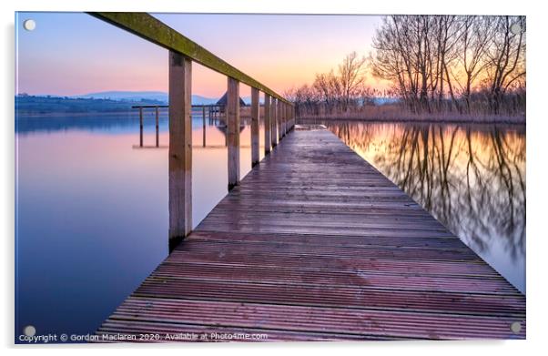 Sunset Llangorse Lake Acrylic by Gordon Maclaren