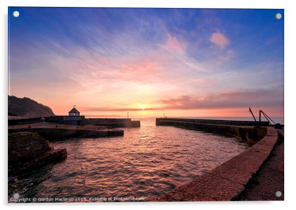 Sunrise Charlestown Cornwall Acrylic by Gordon Maclaren