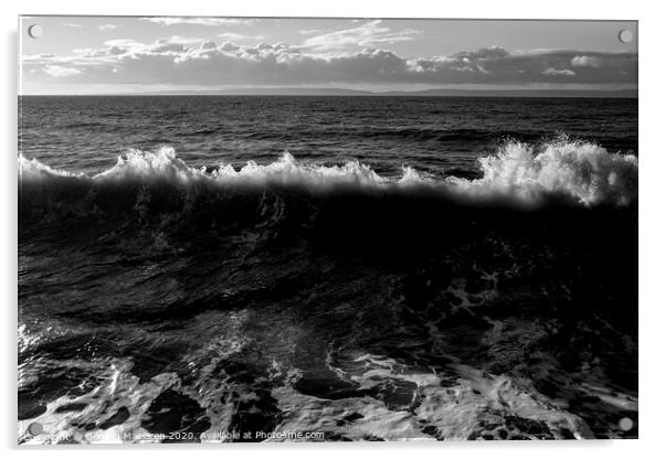 Wave in Black and White Acrylic by Gordon Maclaren