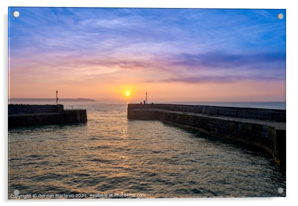 Cornish Sunrise , Charlestown Harbour Acrylic by Gordon Maclaren