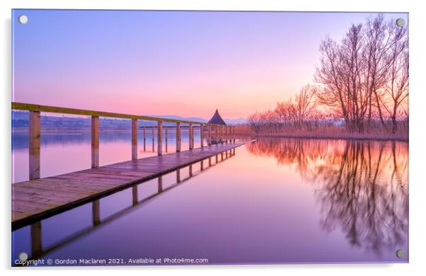 Sunset Llangorse Lake Brecon Beacons Acrylic by Gordon Maclaren