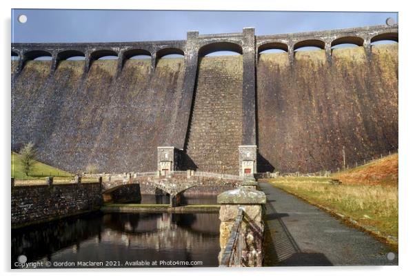 Claerwen Dam, Elan Valley Acrylic by Gordon Maclaren