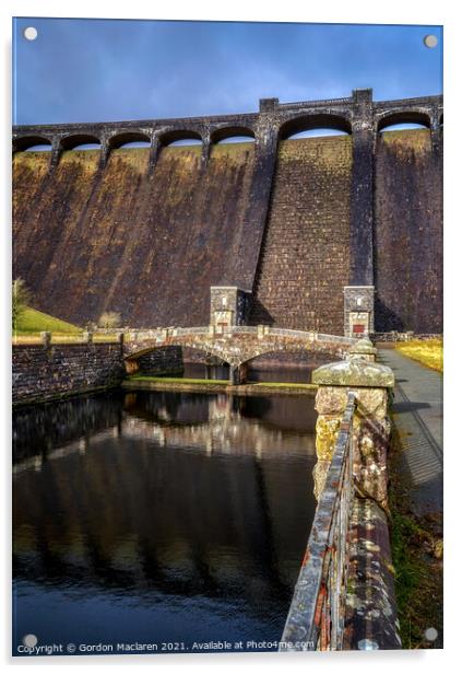 The Claerwen Reservoir Dam in Powys Acrylic by Gordon Maclaren