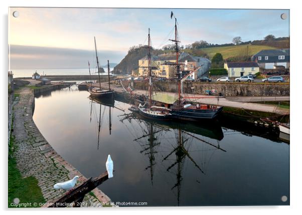 Tall Ships in Charlestown Harbour, Cornwall Acrylic by Gordon Maclaren