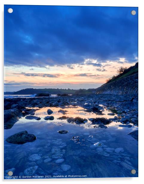 Sunset Falmouth Bay Cornwall Acrylic by Gordon Maclaren