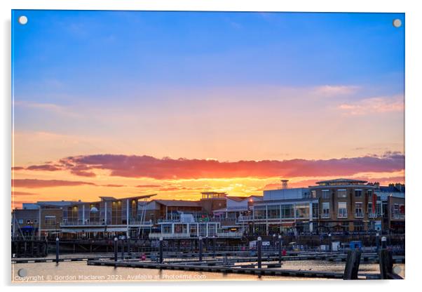 Glorious Winter Sunset over Cardiff Bay  Acrylic by Gordon Maclaren