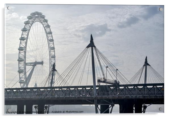 London Eye & The Golden Jubilee Bridge Acrylic by Gordon Maclaren