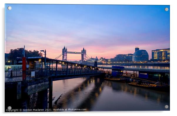 London's Tower Bridge at Sunrise Acrylic by Gordon Maclaren