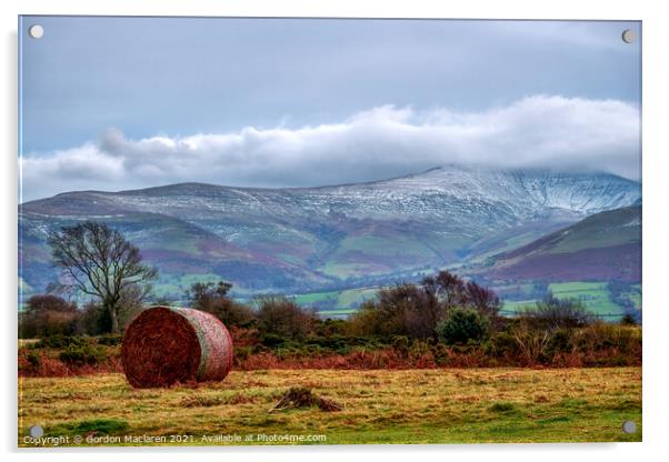 Snow on Pen Y Fan From Mynydd Illyyd Acrylic by Gordon Maclaren
