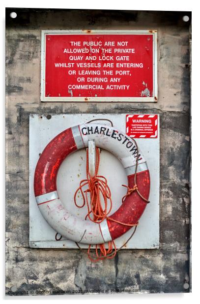 Lifebelt, Charlestown Harbour Acrylic by Gordon Maclaren
