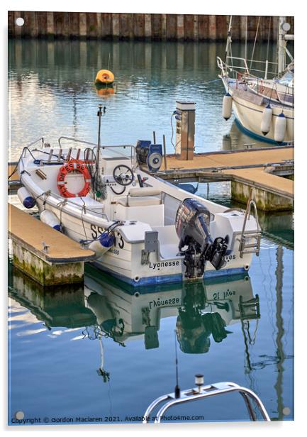 Boats moored in Padstow Harbour, Cornwall  Acrylic by Gordon Maclaren