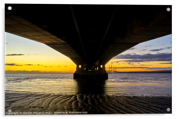 Severn Bridge Sunset Acrylic by Gordon Maclaren