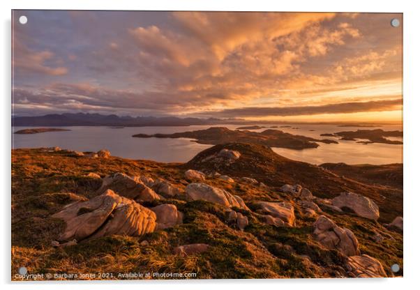 Summer Isles Sunset Coigach Scottish Highlands Acrylic by Barbara Jones