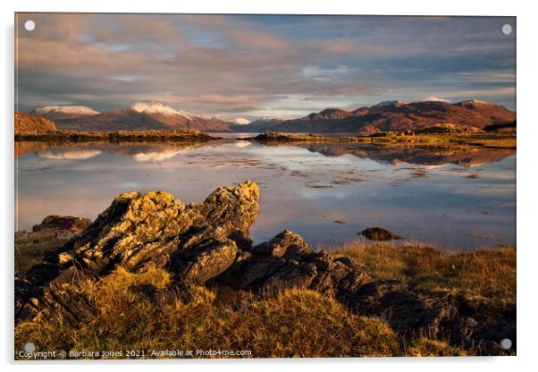 Beinn Sgritheall and Knoydart from Camuscross Skye Acrylic by Barbara Jones