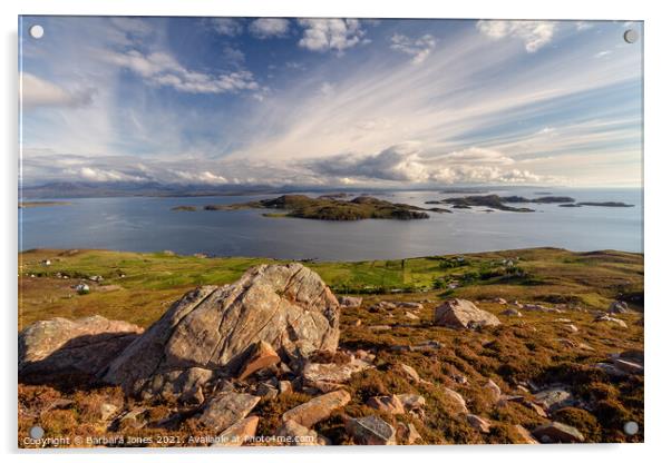 Summer Isles from Hill of the Fairies Scotland Acrylic by Barbara Jones
