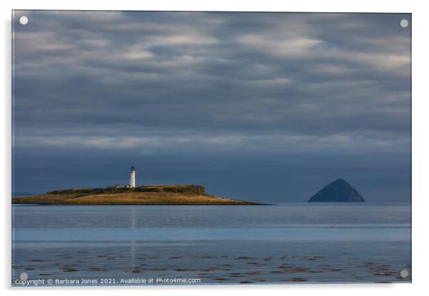Pladda Lighthouse and Ailsa Craig Arran Scotland Acrylic by Barbara Jones