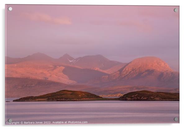 NC500, Sunset Light on An Teallach Scotland. Acrylic by Barbara Jones